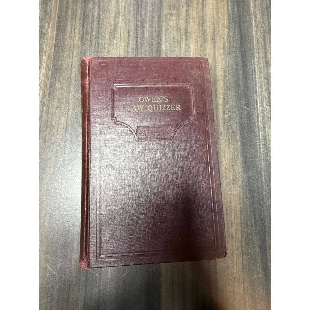 Owens Law Quizzer 1933 Sixth Edition West Publishing Co Legal Study Aid